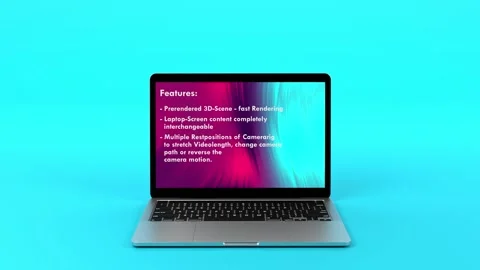 4K Laptop Mockup - Editable Camera Movement! After Effects stock