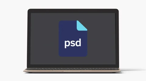 4k - Laptop with PSD file icon extension Video stock 62846478