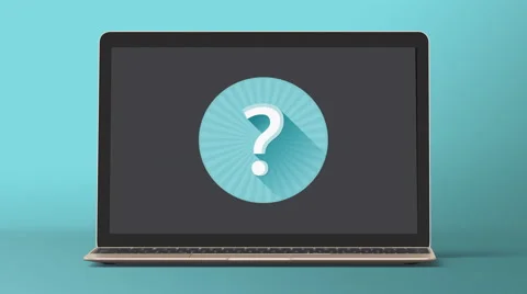 4k - Laptop with question mark icon symbol Video stock 62843228