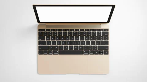4K - Laptop top view with blank monitor Stock Footage 62391501