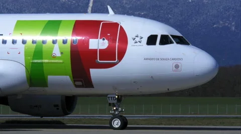 4K large airplane on the runway Stock Footage 61949948