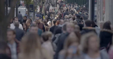 4k Large Anonymous Crowd/Pedestrians Stock Footage 56225327