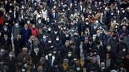 4K, Large Crowd People Wearing Surgical Mask Walking In Subway. Coronavirus -Dan Stock Footage
