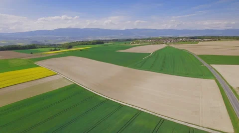 4K Large fields aerial shots Stock Footage 63140061