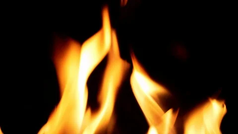 4K - Large flames of fire on a black background Stock-Footage 125531563