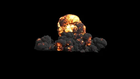 4K Large scale Explosion created with Alpha matte Stock Footage 121782842