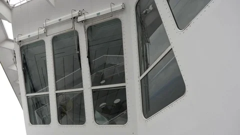 4K Large Ship Bridge, Captain Boat Sea Transport, Cruise Ship Passenger Ferry Stock Footage 80104902