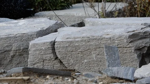 4K Large Solid Stones Stacked On Top Of One Another Stock Footage 89247667