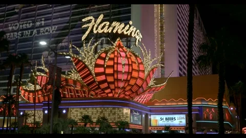 Las Vegas Strip And Flamingo Hotel Casino At Night Las Vegas