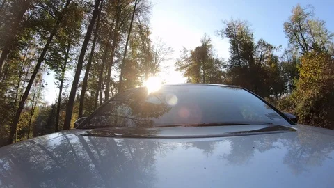 4K LD Frontal view of the car driving on asphalt road Stock Footage 118857585