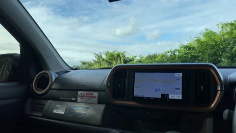 4K Leaves' Shadow inside the Car under Great Blue Sky Stock Footage 140336939