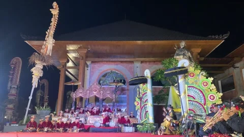 4K Legong Dance Performance Karya Agung Panyegjeg Bhumi Ceremony Ubud Bali Stock Footage 345634114
