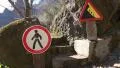 4k Levada mountain hiking path end warning after rockfall 4k or 4k+ Resolution