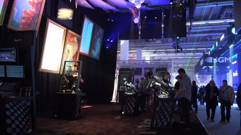 4k Light and sound lighting installation fair and exhibition Stock Footage 55738690