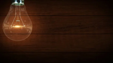 4K Light bulb. Wood background. Idea innovation and solution. Vintage. Stock Footage 112608228