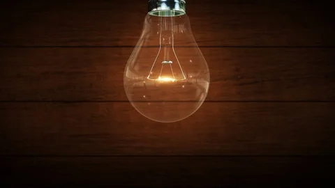 4K Light bulb. Wood background. Creative concept. Vintage. Idea Stock Footage 112608277