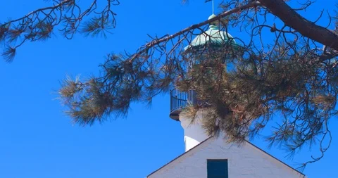 4K Light House and US Flag Stock Footage 124288885