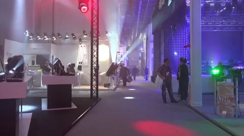 4k Light installation fair hall tilt up indoor roof architecture Stock Footage 51839980