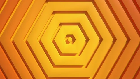 4k light sunny yellow gradient seamless looped animated background. 3d hexagon r Stock Footage 197393433