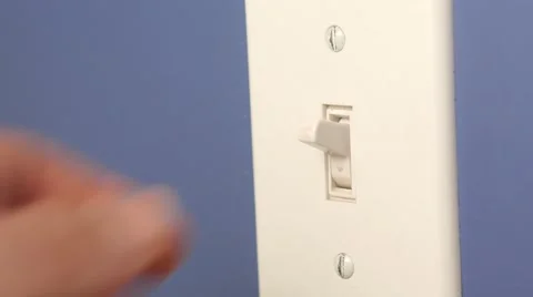 4K Light Switch  ON and OFF Blue Wall Stock Footage