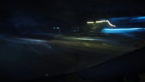 4K Light Trail from a car at raining night . Fast and speed driving concept . Stock Footage 102040470