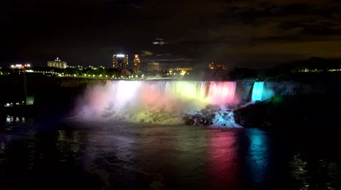 4K Lightshow Niagara Falls Canada 2016 Stock Footage 66786803