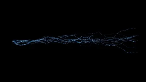 4K Linear Electric Energy Arc Lightning VFX Overlay on Black Screen Stock Footage 340596035