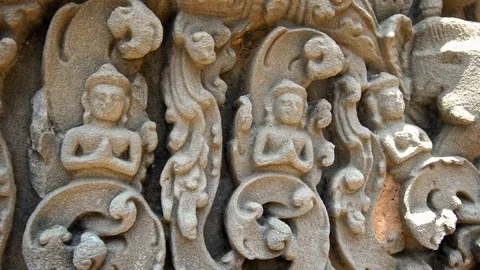 4K Lintel at ancient temple of East Mebon in Angkor wat. Siem Reap. Cambodia-Dan Stock Footage 119058124