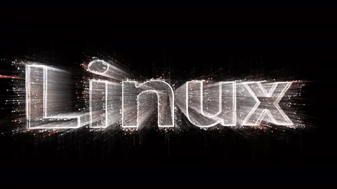 4k Linux operating system word tag,Matrix binary computer code text animation. Stock Footage 111628681