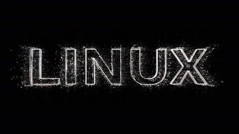 4k Linux operating system word tag,Matrix binary computer code text animation. Stock Footage 111628886