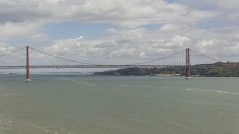 "4K Lisbon: The 25 de Abril suspension bridge" Stock Footage 100732783