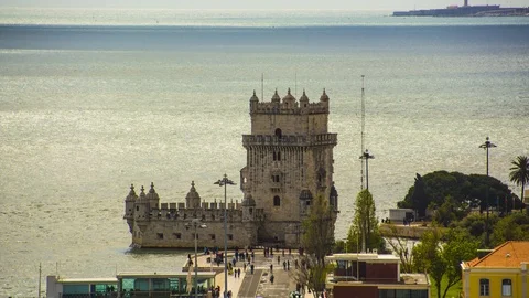 4K Lisbon: Torre de Belém, Belem tower Stock Footage 100735791