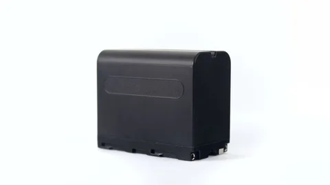 4k - Lithium battery rotating on white background Video stock 71901207
