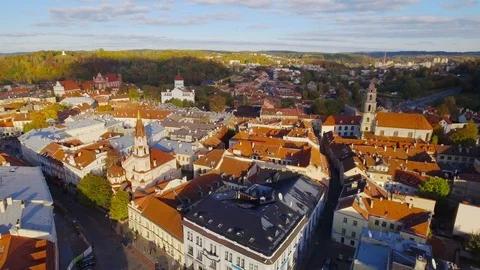 4K Lithuania Vilnius architecture old town aerial view. Stock Footage 105921835