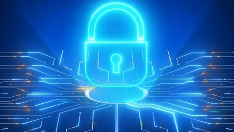 4k Lock Icon. Cyber Security of Digital Data Network Protection Stock Footage 142645087