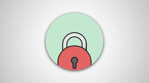4K - Lock icon round symbol logo Video stock 61355954