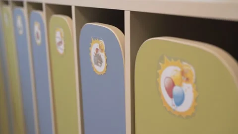 4K. Locker room in kindergarten. Stock Footage 168763745