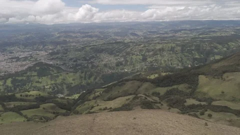 4K Log Drone Approaching Green Mountains Cuenca Ecuador Stock Footage 271372681