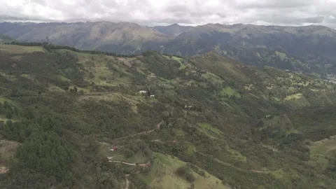 4K Log Drone Flying Back with Mountians in Foreground and Background Ecuador Stock Footage 271372566