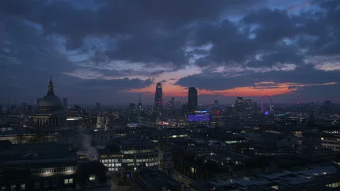 4K London sunset skyline in December Stock Footage