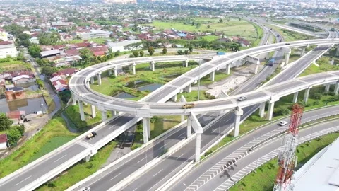 [4K] Long bridge, toll road, highway Stock Footage 208726243