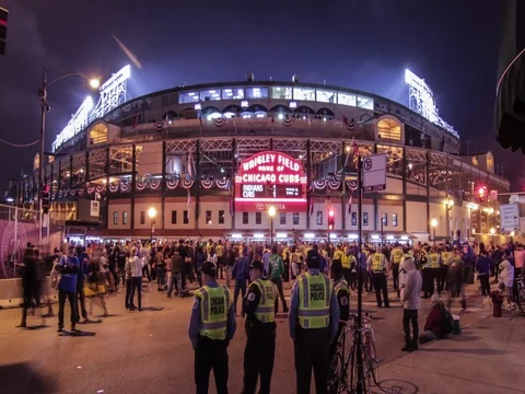 4k long exposure time lapse 2016 World Series Wrigley Field Clark and Addison Stock Footage 71960052