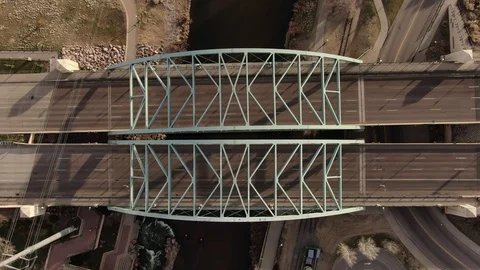 4K-Looking down on an empty Speer Boulevard in Denver-Quarantine City Stock Footage 127326256