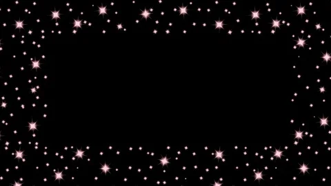 4K Loop able Pink Stars Blinking on Borders, Border Overlay on Black Screen Stock Footage 321891050
