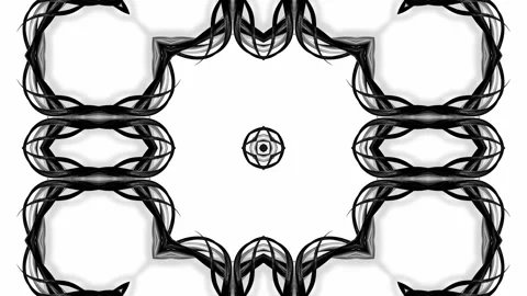 4k loop abstract animation with black and white tapes are twisted and form Stock Footage 130226017