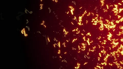 4K loop animated musical background. Golden musical music notes float Left of Stock-Footage 141608161