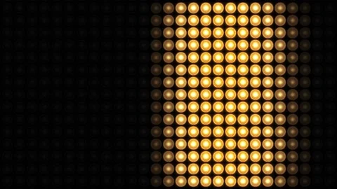 4K loop Animation of flashing light bulbs wall for stage lights Background. Video stock 157807283