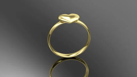 4K Loop Animation of Golden Ring with Heart Shape. Love and Romantic Symbol Stock Footage 100764375