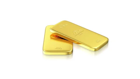 4K Loop Animation of Two Flat Golden Bars Rotating Stock Footage 102377084