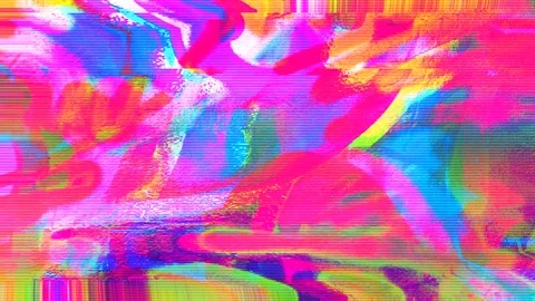 4k loop animation Vibrant Glitch Art Pattern, Pink, Blue, Yellow 90s, Y2K Vibes Stock Footage 311547415